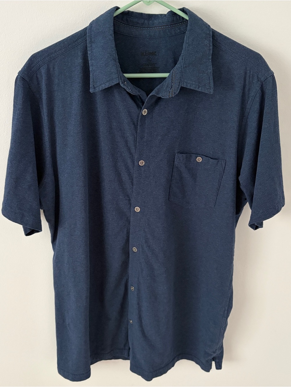 Kuhl Men’s XL Blue Short Sleeve Button Up Shirt Organic Cotton Outdoor Casual*29